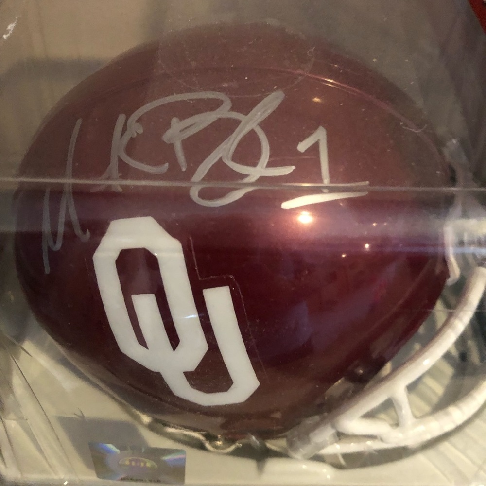Mark Bradley Oklahoma Autographed mini helmet